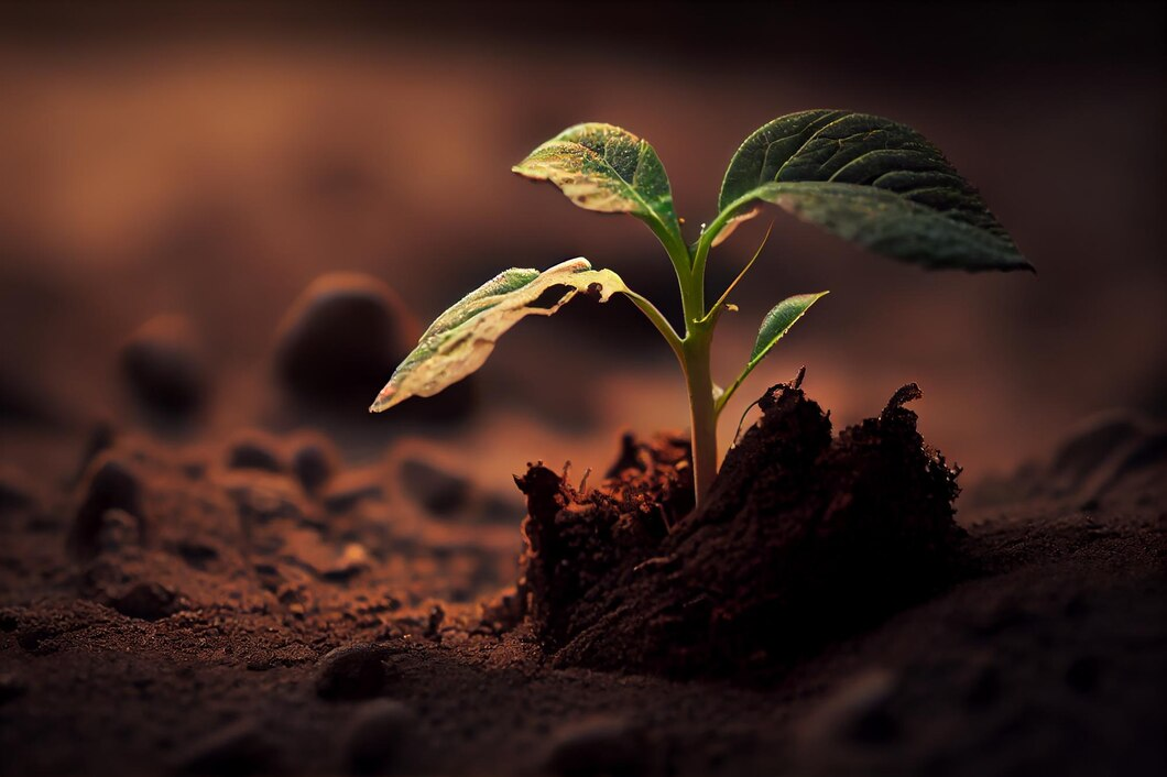 Small plant sprouting from soil